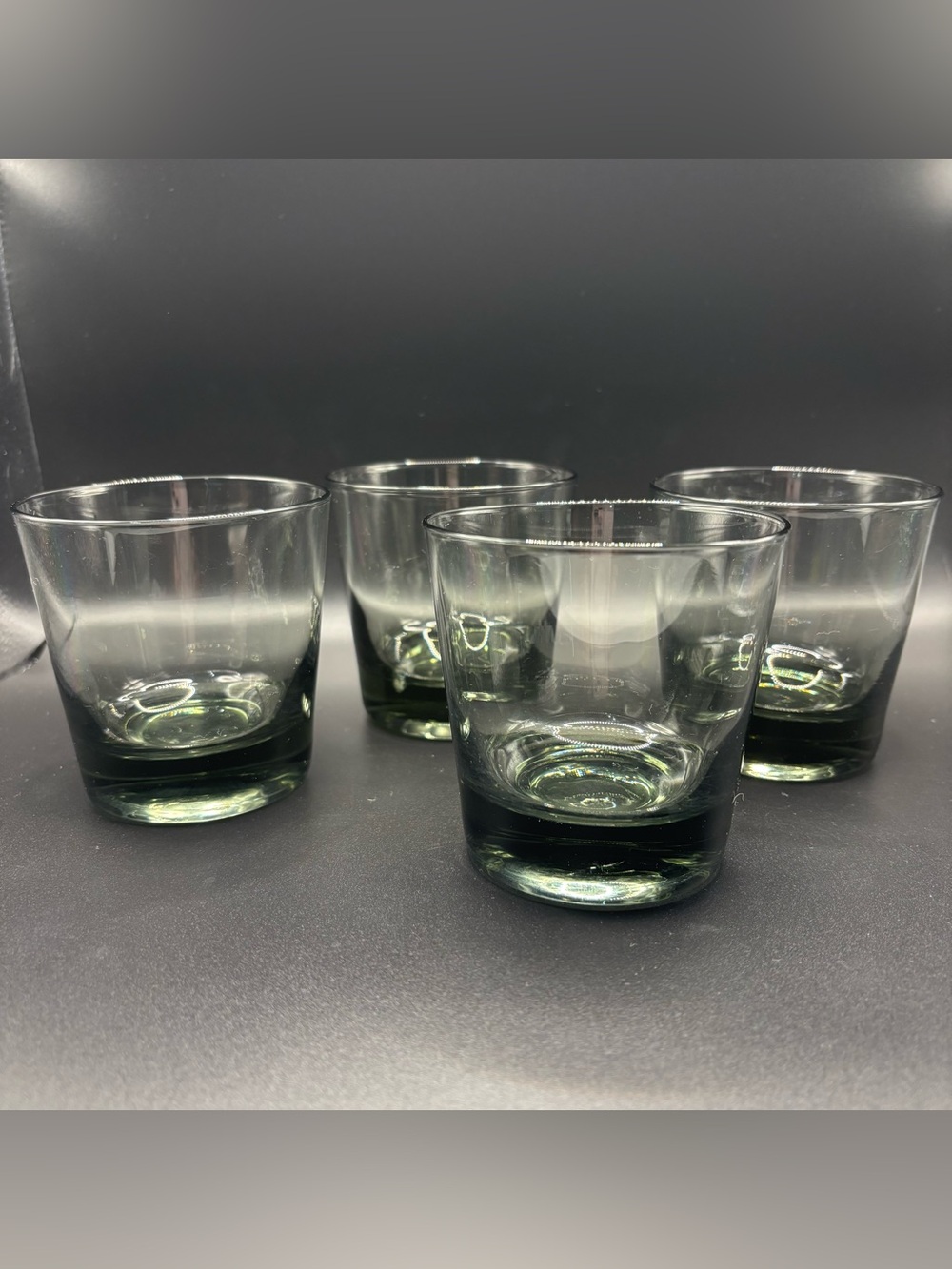 Vintage Mid-Century Modern Smoky Grey Lowball Glasses - Set of 4